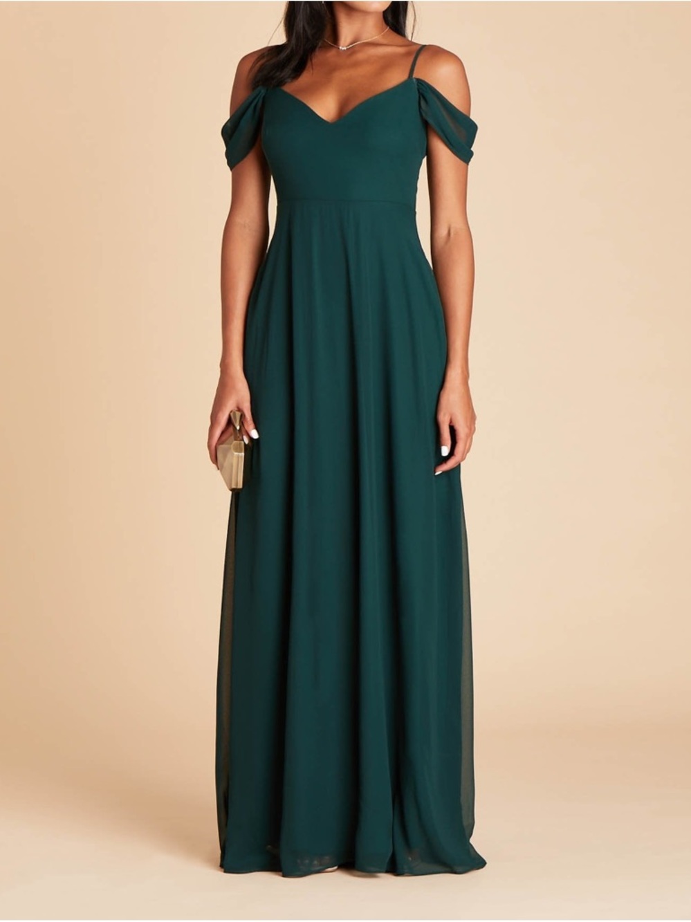 Birdy Grey Devin Chiffon Emerald Green Maxi Dress